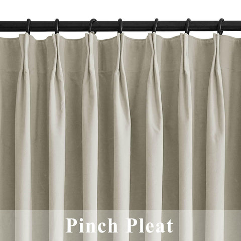 223 Premium 100% Blackout Velvet Drape 280gsm Pinch Pleat - Cololeaf -- #7 Beige