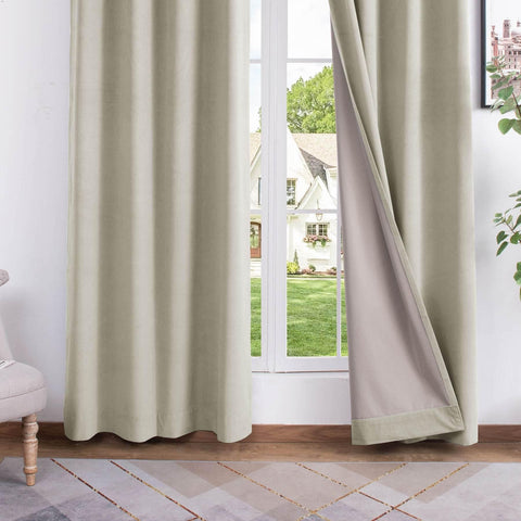 223 Premium 100% Blackout Velvet Drape 280gsm Pinch Pleat - Cololeaf -- #7 Beige