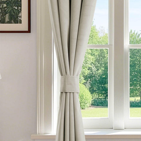 223 Premium 100% Blackout Velvet Drape 280gsm Pinch Pleat - Cololeaf -- #7 Beige