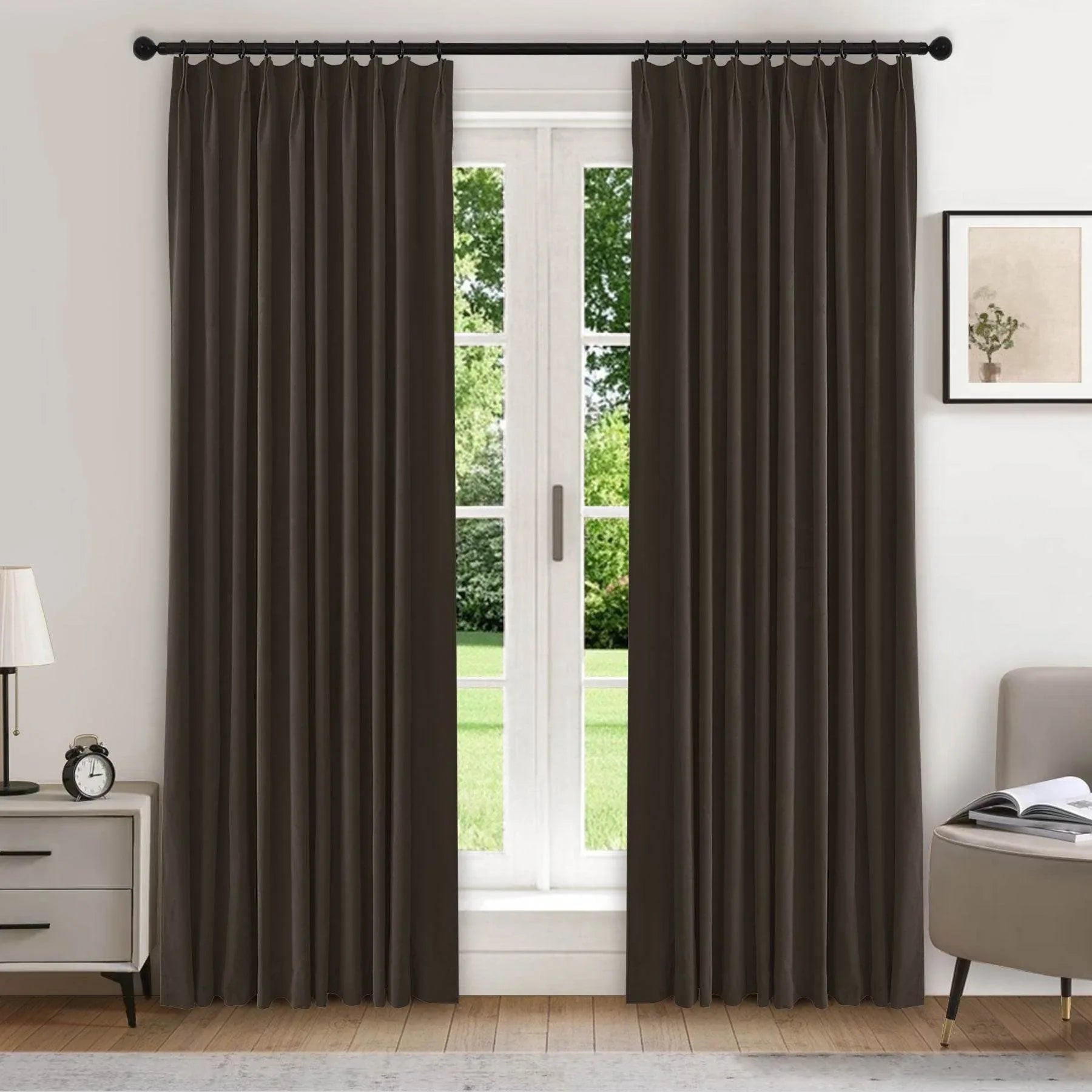223 Premium 100% Blackout Velvet Drape 280gsm Pinch Pleat - Cololeaf -- #7 Beige