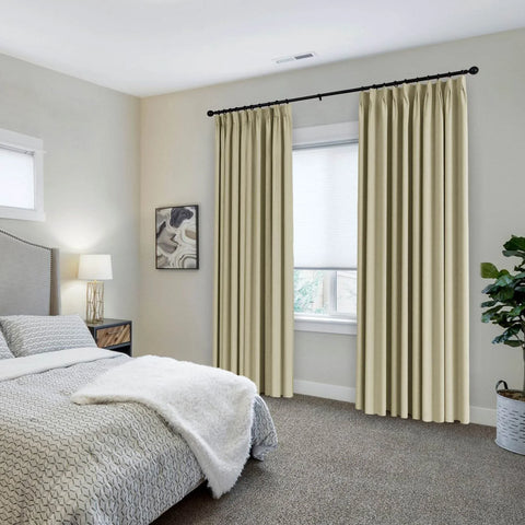 223 Premium 100% Blackout Velvet Drape 280gsm Pinch Pleat - Cololeaf -- #7 Beige