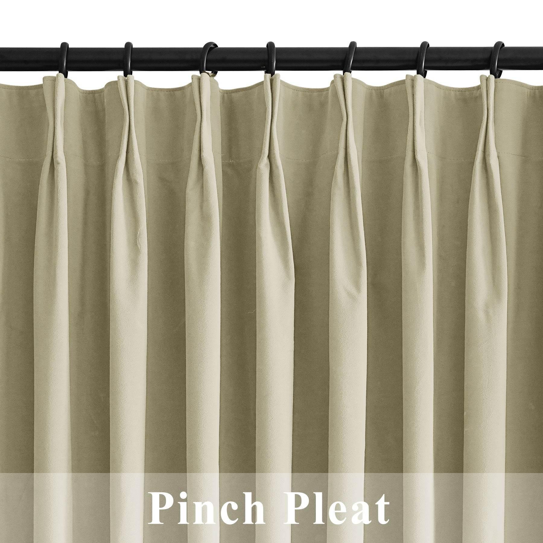 223 Premium 100% Blackout Velvet Drape 280gsm Pinch Pleat - Cololeaf -- #7 Beige