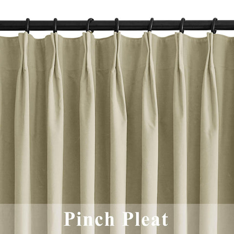 223 Premium 100% Blackout Velvet Drape 280gsm Pinch Pleat - Cololeaf -- #7 Beige