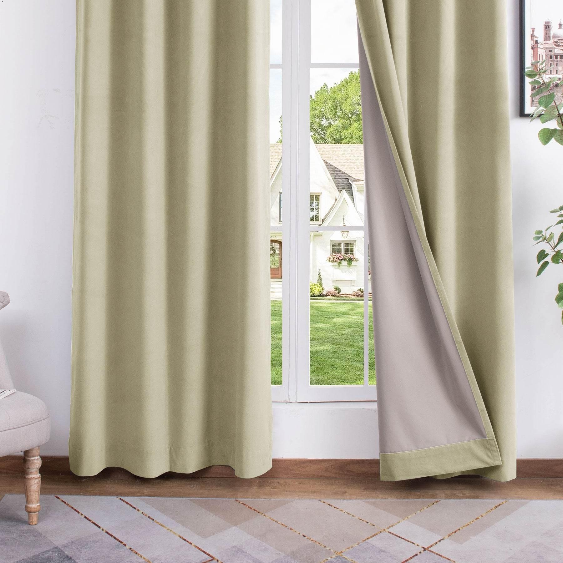 223 Premium 100% Blackout Velvet Drape 280gsm Pinch Pleat - Cololeaf -- #7 Beige