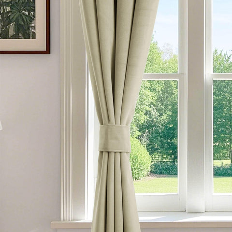 223 Premium 100% Blackout Velvet Drape 280gsm Pinch Pleat - Cololeaf -- #7 Beige