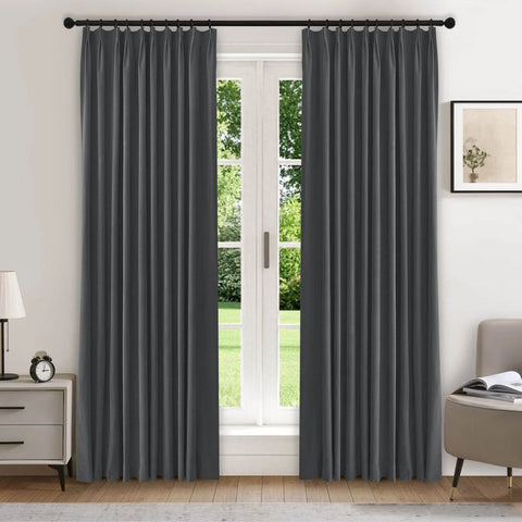 223 Premium 100% Blackout Velvet Drape 280gsm Pinch Pleat - Cololeaf -- #7 Beige