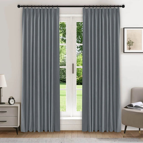 223 Premium 100% Blackout Velvet Drape 280gsm Pinch Pleat - Cololeaf -- #7 Beige