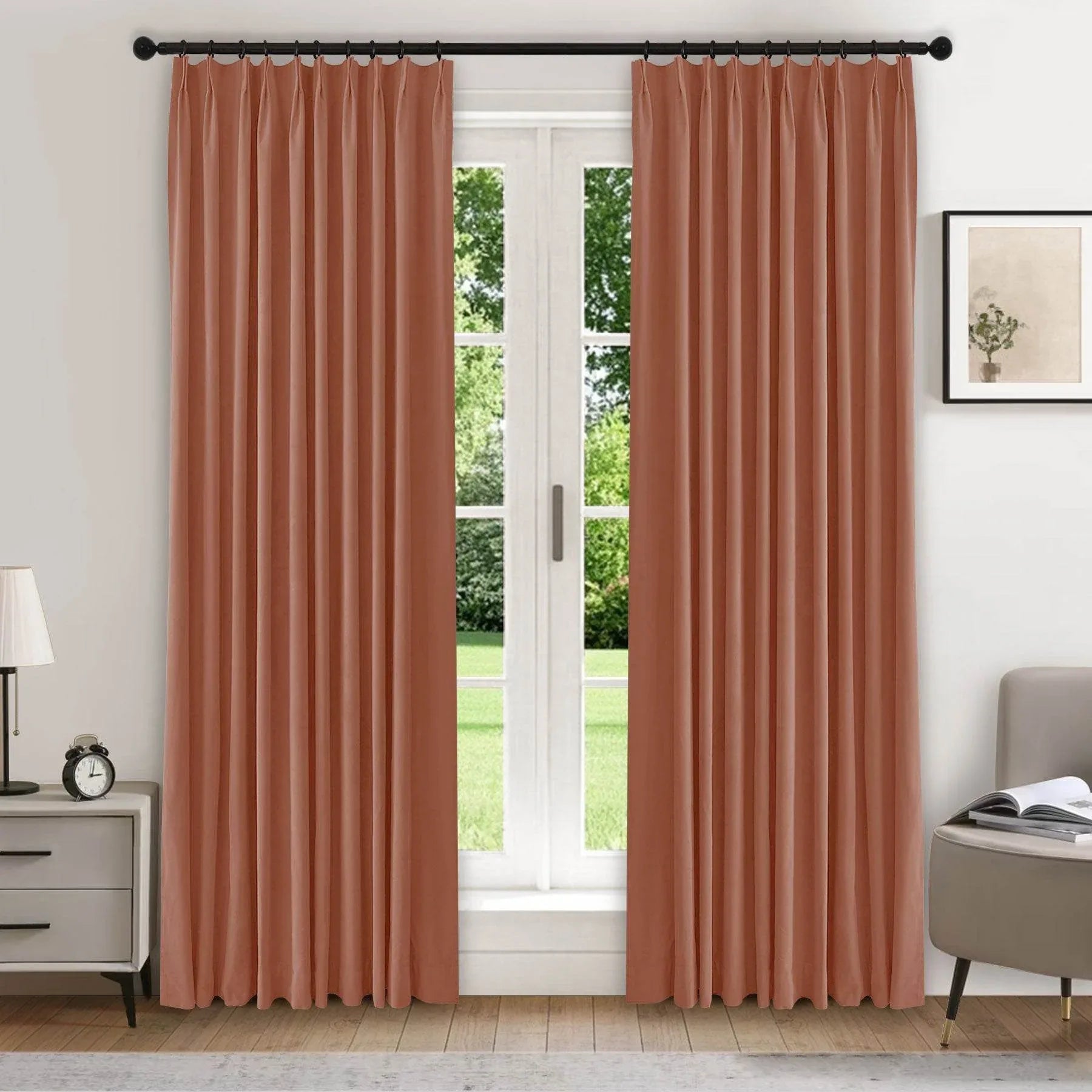 223 Premium 100% Blackout Velvet Drape 280gsm Pinch Pleat - Cololeaf -- #3 Firebrick