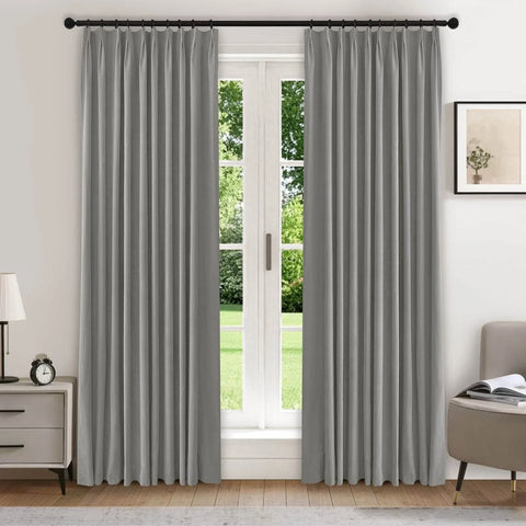 223 Premium 100% Blackout Velvet Drape 280gsm Pinch Pleat - Cololeaf -- #15 Grey