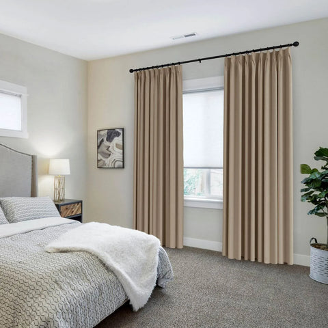 223 Premium 100% Blackout Velvet Drape 280gsm Pinch Pleat - Cololeaf -- #7 Beige