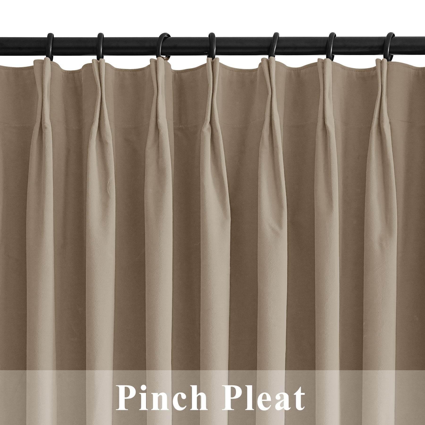 223 Premium 100% Blackout Velvet Drape 280gsm Pinch Pleat - Cololeaf -- #7 Beige