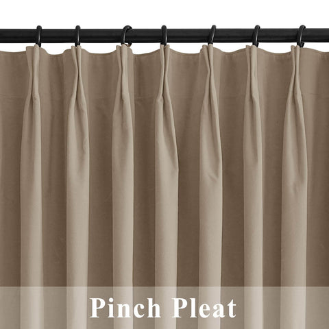 223 Premium 100% Blackout Velvet Drape 280gsm Pinch Pleat - Cololeaf -- #7 Beige