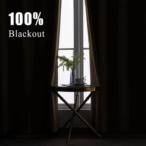 223 Premium 100% Blackout Velvet Drape 280gsm Pinch Pleat - Cololeaf -- #7 Beige