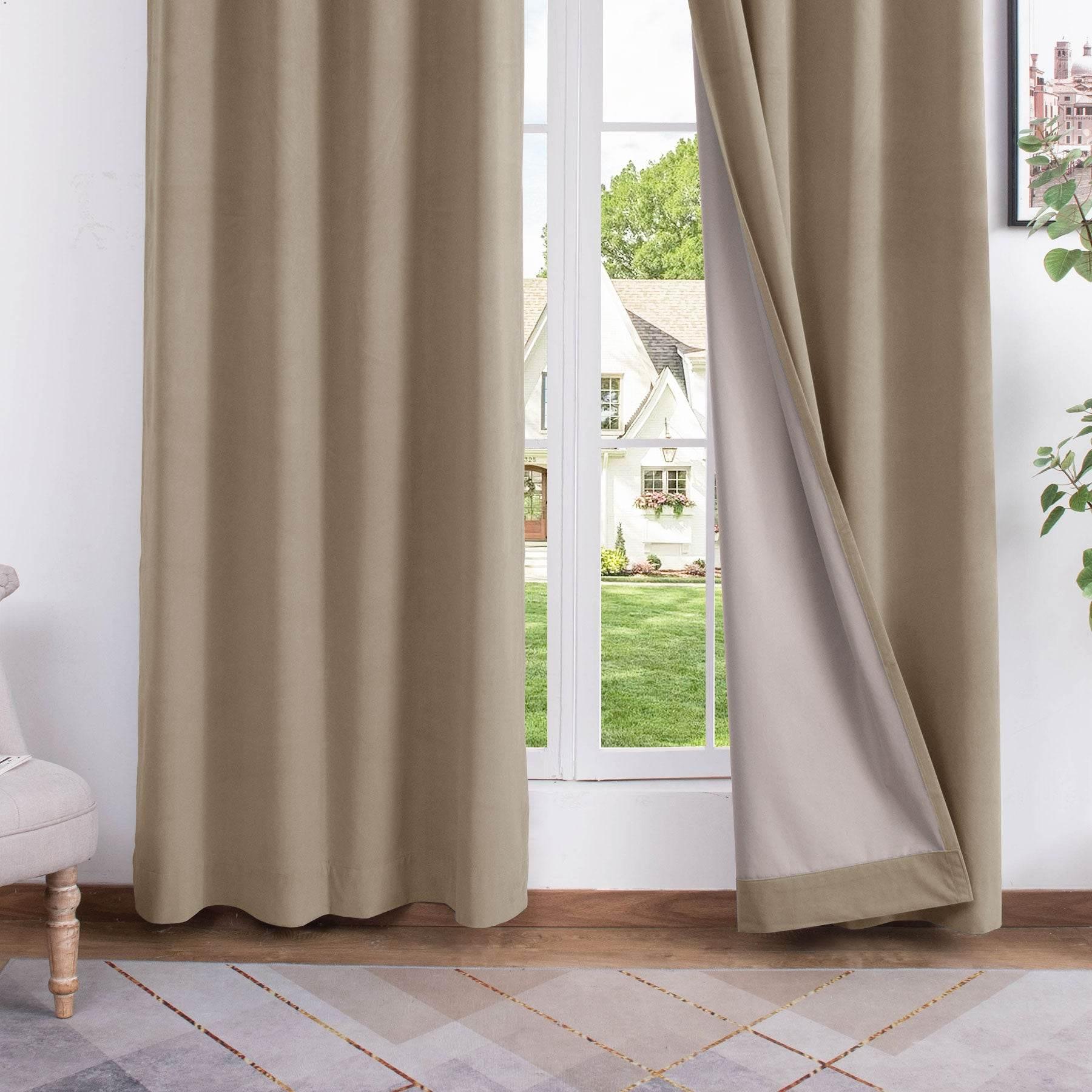223 Premium 100% Blackout Velvet Drape 280gsm Pinch Pleat - Cololeaf -- #7 Beige