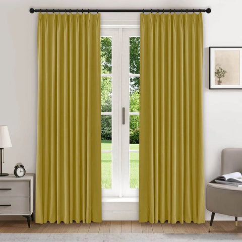 223 Premium 100% Blackout Velvet Drape 280gsm Pinch Pleat - Cololeaf -- #7 Beige