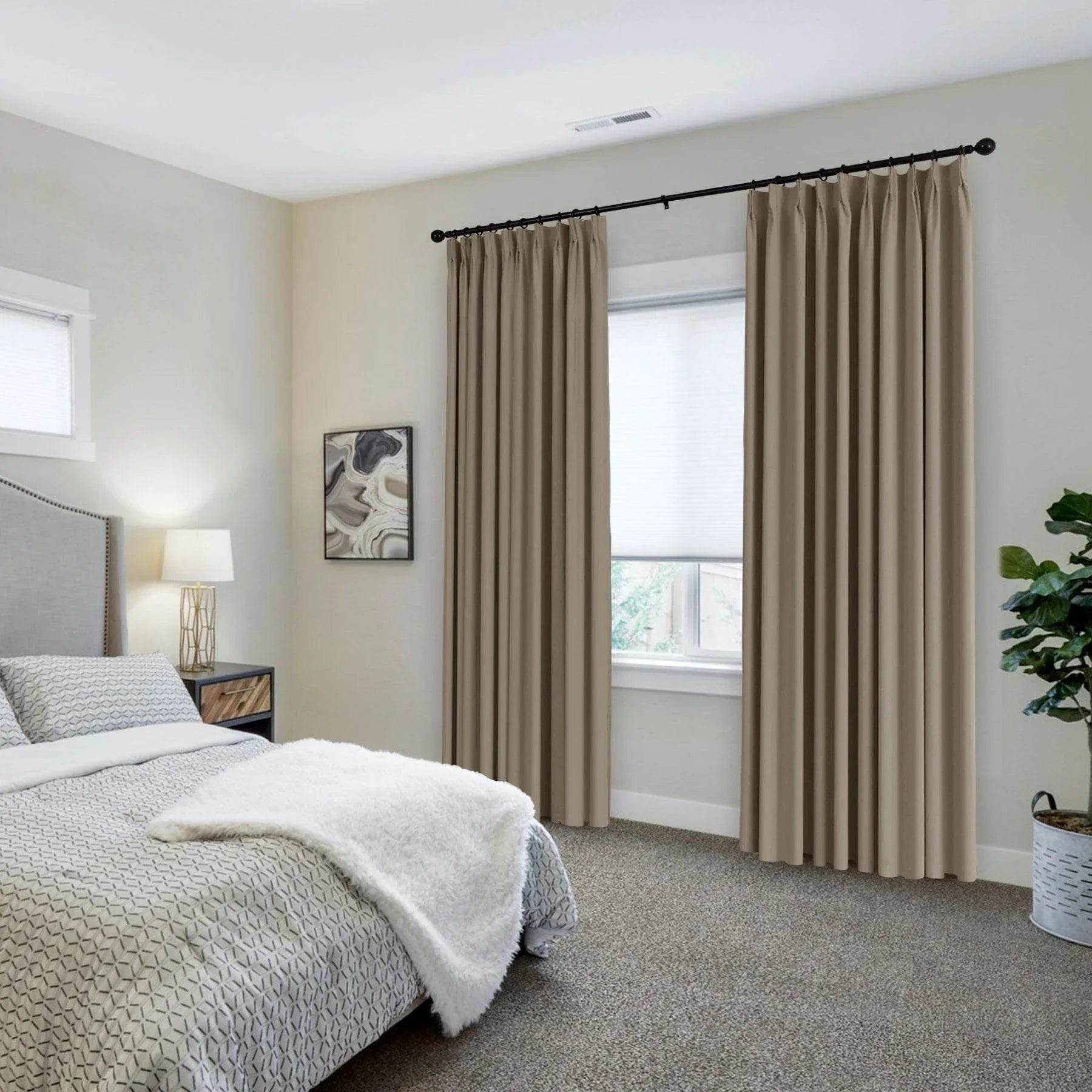 223 Premium 100% Blackout Velvet Drape 280gsm Pinch Pleat - Cololeaf -- #7 Beige