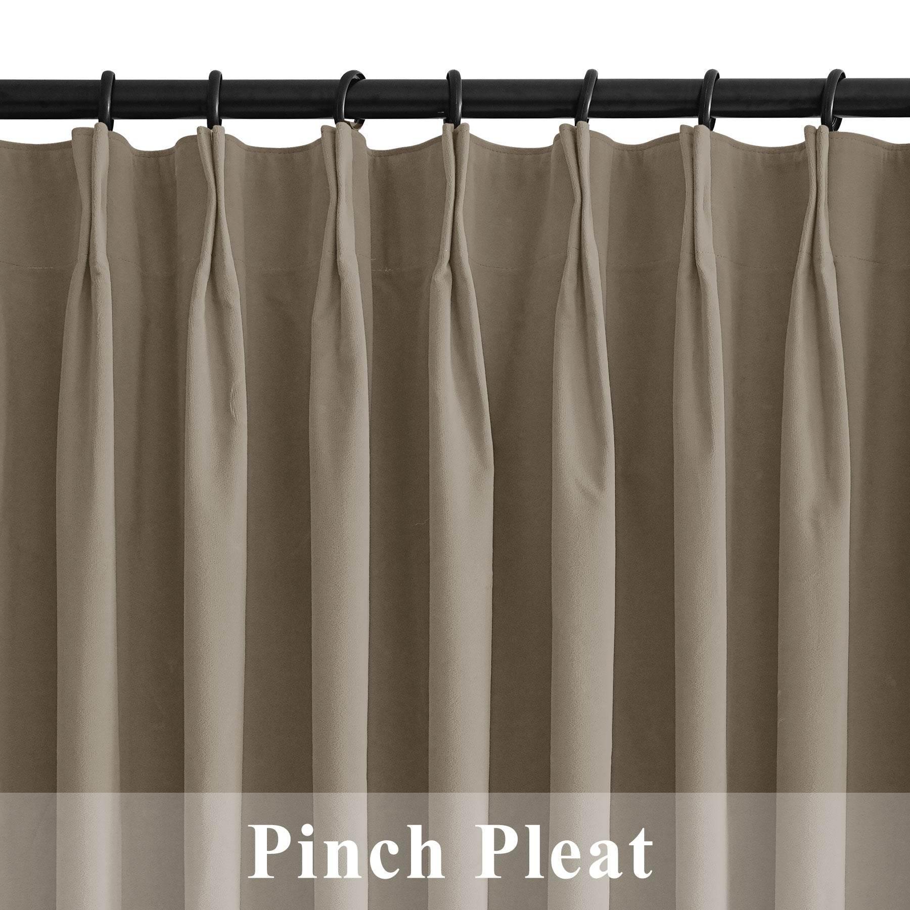 223 Premium 100% Blackout Velvet Drape 280gsm Pinch Pleat - Cololeaf -- #7 Beige
