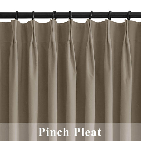 223 Premium 100% Blackout Velvet Drape 280gsm Pinch Pleat - Cololeaf -- #7 Beige