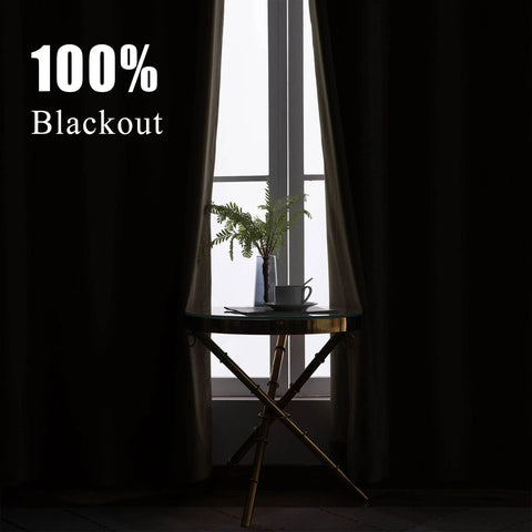 223 Premium 100% Blackout Velvet Drape 280gsm Pinch Pleat - Cololeaf -- #7 Beige