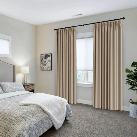 223 Premium 100% Blackout Velvet Drape 280gsm Pinch Pleat - Cololeaf -- #7 Beige