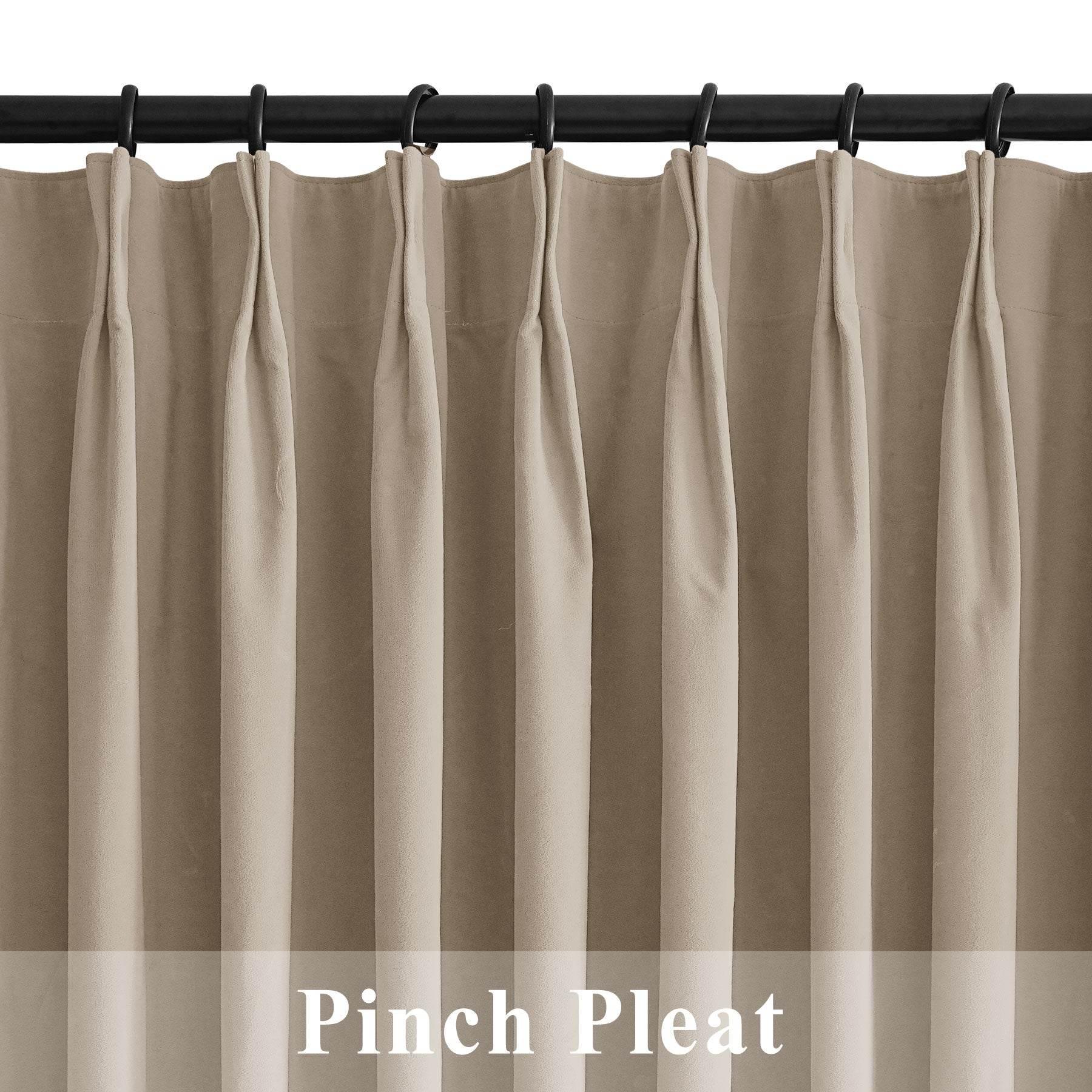 223 Premium 100% Blackout Velvet Drape 280gsm Pinch Pleat - Cololeaf -- #7 Beige