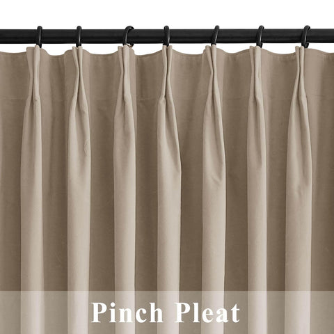 223 Premium 100% Blackout Velvet Drape 280gsm Pinch Pleat - Cololeaf -- #7 Beige
