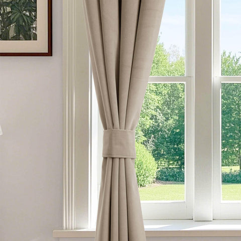 223 Premium 100% Blackout Velvet Drape 280gsm Pinch Pleat - Cololeaf -- #7 Beige