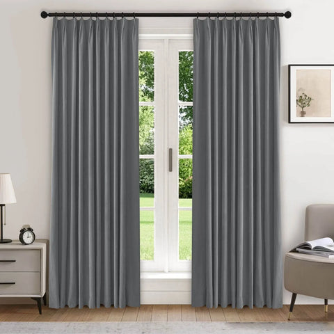 223 Premium 100% Blackout Velvet Drape 280gsm Pinch Pleat - Cololeaf -- #7 Beige