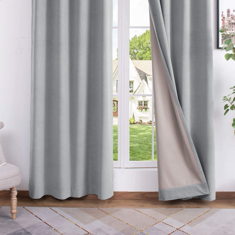 223 Extra Long 100% Blackout Velvet Drape, 280gsm Lightweight Polyester Grommet 1 Panel