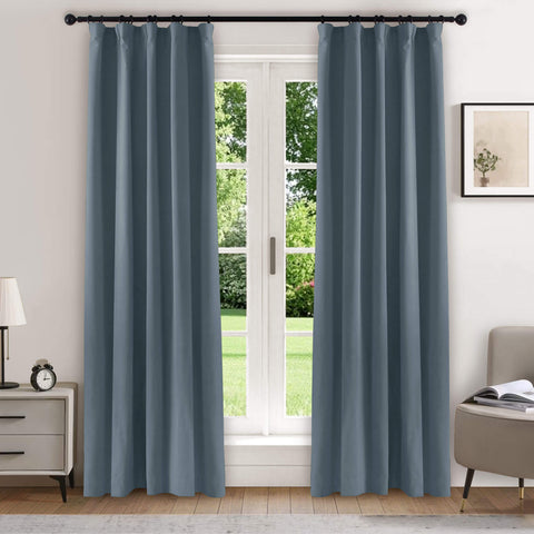 223 Soft Velvet Drape 100% Blackout for Home Theater Flat Hooks 1 Panel