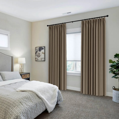 223 Premium 100% Blackout Velvet Drape 280gsm Pinch Pleat - Cololeaf -- #7 Beige