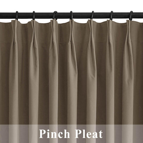 223 Premium 100% Blackout Velvet Drape 280gsm Pinch Pleat - Cololeaf -- #7 Beige
