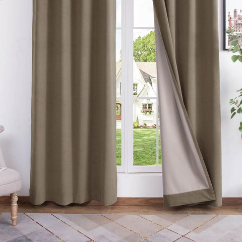 223 Premium 100% Blackout Velvet Drape 280gsm Pinch Pleat - Cololeaf -- #7 Beige