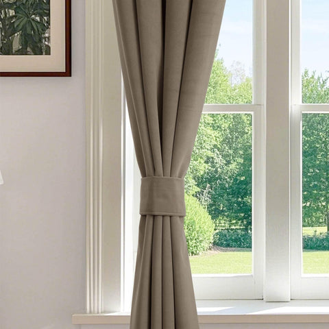 223 Premium 100% Blackout Velvet Drape 280gsm Pinch Pleat - Cololeaf -- #7 Beige