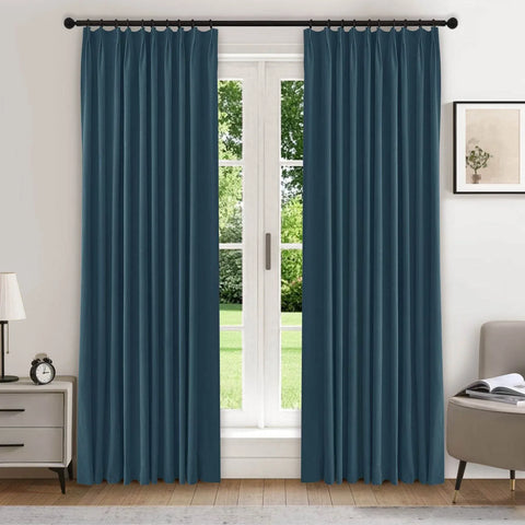 223 Premium 100% Blackout Velvet Drape 280gsm Pinch Pleat - Cololeaf -- #7 Beige