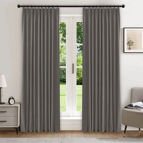 223 Premium 100% Blackout Velvet Drape 280gsm Pinch Pleat - Cololeaf -- #7 Beige