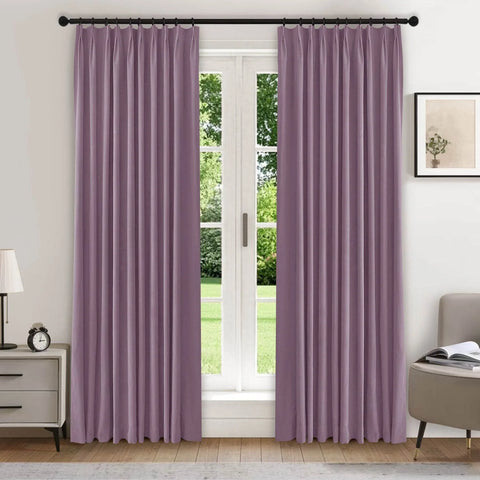 223 Premium 100% Blackout Velvet Drape 280gsm Pinch Pleat - Cololeaf -- #7 Beige