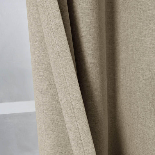 3009 Custom Made 100% Blackout Linen Blend Curtain Grommet & 4 IN 1 - Cololeaf -- #10 Beige