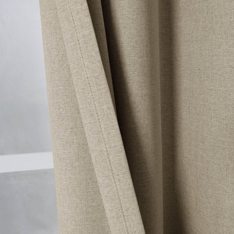 3009 Custom Made 100% Blackout Linen Blend Curtain Grommet & 4 IN 1 - Cololeaf -- #10 Beige