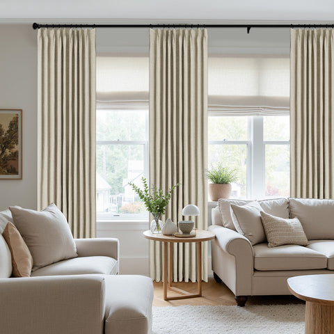3009 Reversible 100% Blackout Linen Blend Curtain Pinch Pleat 1 Panel