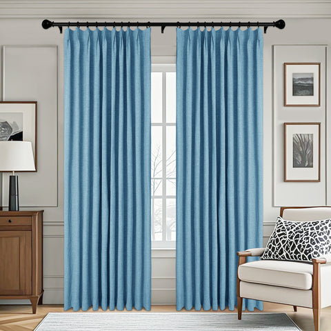 3009 Reversible 100% Blackout Linen Blend Curtain Pinch Pleat 1 Panel