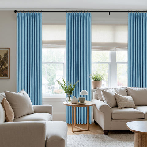 3009 Reversible 100% Blackout Linen Blend Curtain Pinch Pleat 1 Panel