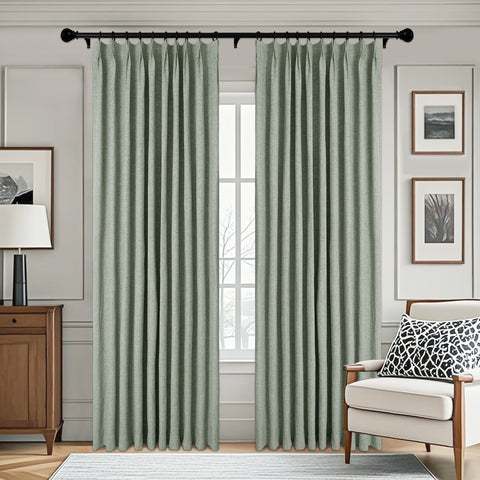3009 Reversible 100% Blackout Linen Blend Curtain Pinch Pleat 1 Panel