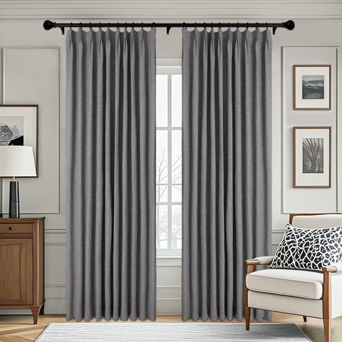 3009 Reversible 100% Blackout Linen Blend Curtain Pinch Pleat 1 Panel