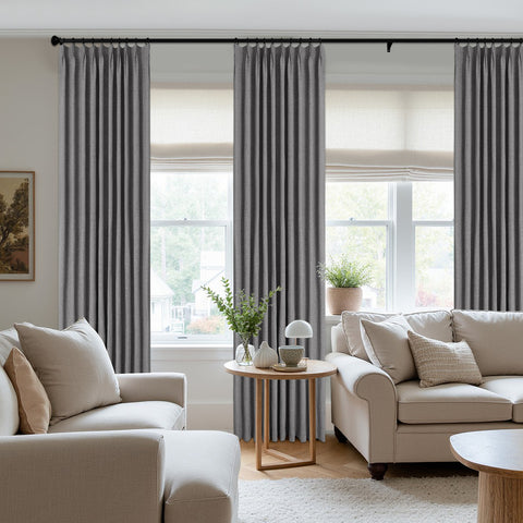 3009 Reversible 100% Blackout Linen Blend Curtain Pinch Pleat 1 Panel