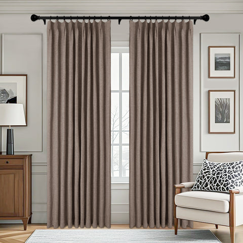 3009 Reversible 100% Blackout Linen Blend Curtain Pinch Pleat 1 Panel