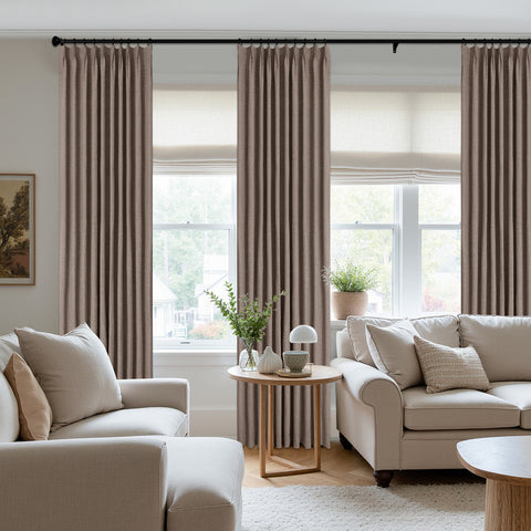 3009 Reversible 100% Blackout Linen Blend Curtain Pinch Pleat 1 Panel