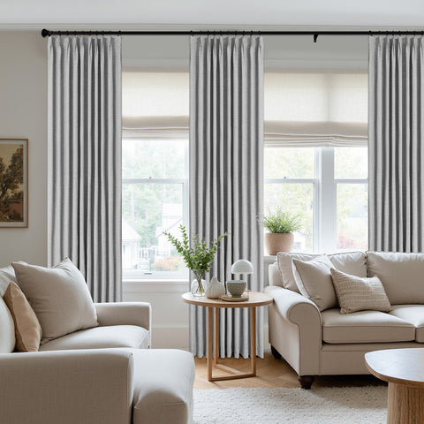3009 Reversible 100% Blackout Linen Blend Curtain Pinch Pleat 1 Panel
