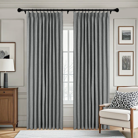 3009 Reversible 100% Blackout Linen Blend Curtain Pinch Pleat 1 Panel