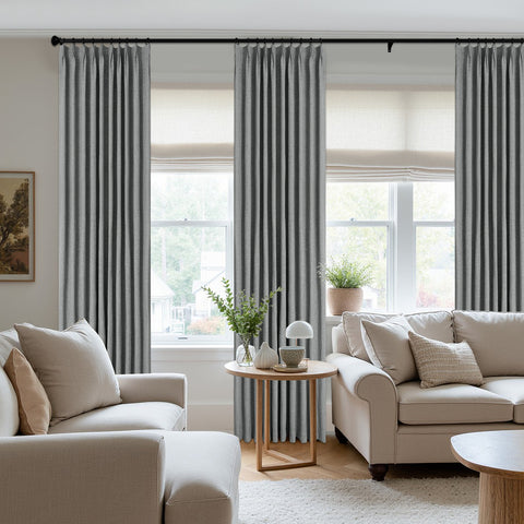 3009 Reversible 100% Blackout Linen Blend Curtain Pinch Pleat 1 Panel
